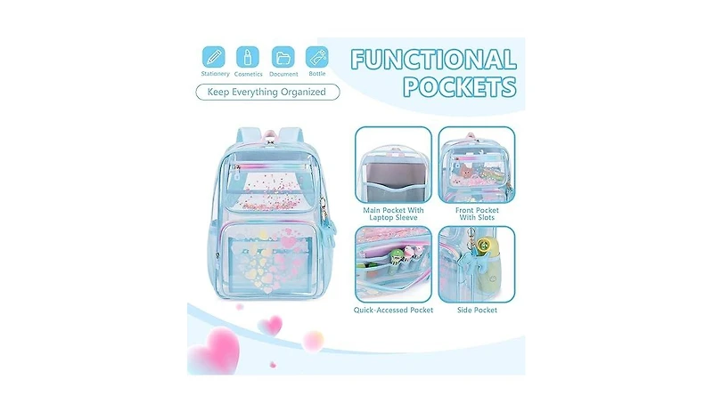 Urbanmax Clear Backpack for School Girls, Heavy Duty Tpu Transparent Stadium Events Approved, Bookbag