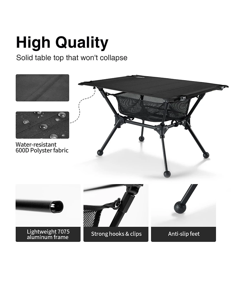 Gnuadz Camping Table Portable Folding Mesh Storage Net High Low Options Outdoor Recreation Gear
