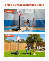 Mecale Kids Basketball Hoop, 5.2-6.9 ft Height Adjustable Stand with Rolling Wheels, Nylon Net, Portable Backboard Set