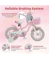 Slickblue Adjustable Kids Bike with Front Basket and Streamers