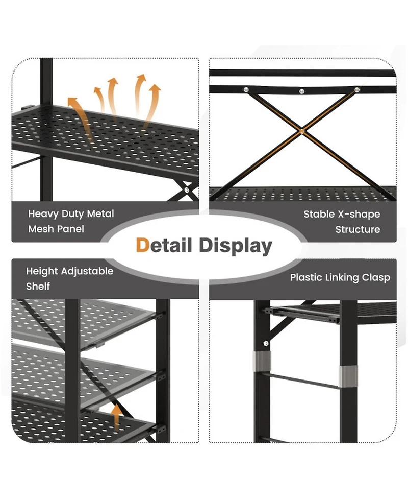 Gouun 5-Tier Foldable Metal Storage Shelving Unit on Wheels
