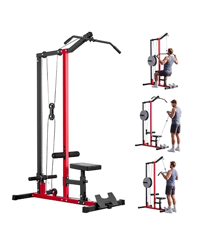 Mecale 2 in 1 Lat Pulldown and Row Cable Machine, 500 Lb Capacity