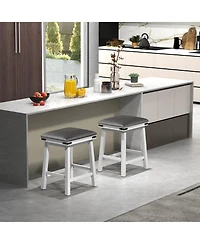 Gymax Pu Leather Bar Stools Set of 4 24'' Counter Height Dining Stools w/ Upholstered Seat