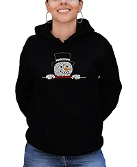 La Pop Art Women's Peeking Snowman Word Hooded Sweatshirt