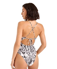 Volcom Women's Tropical Print V-Neck One-Piece Swimsuit