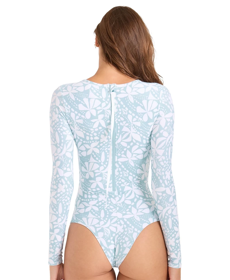 Volcom Women's Floral Print Long-Sleeve One-Piece Swimsuit