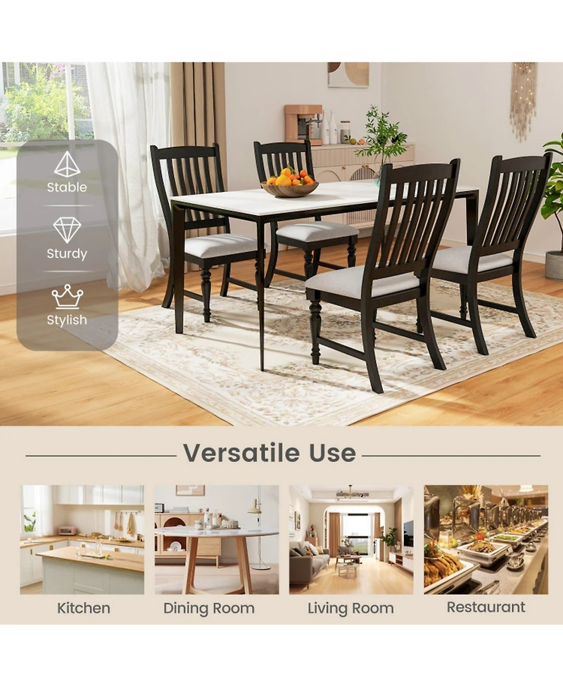 Gouun Set of 2 Padded Kitchen Side Chairs with Solid Wood Legs and High Back