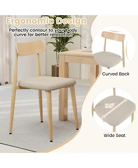 Gouun Set of 2 Modern Linen-Upholstered Dining Chairs with Curved Back and Metal Legs