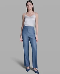 Bcbg Women's High-Rise Wide-Leg Denim Pants