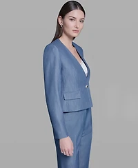 Bcbg Women's One-Button Faux Denim Jacket