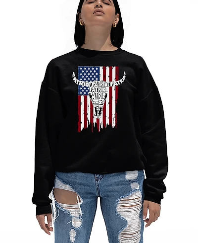 La Pop Art Women's Patriot Flag Word Crewneck Sweatshirt