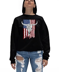 La Pop Art Women's Patriot Flag Word Crewneck Sweatshirt