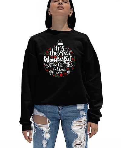 La Pop Art Women's Christmas Ornament Word Crewneck Sweatshirt