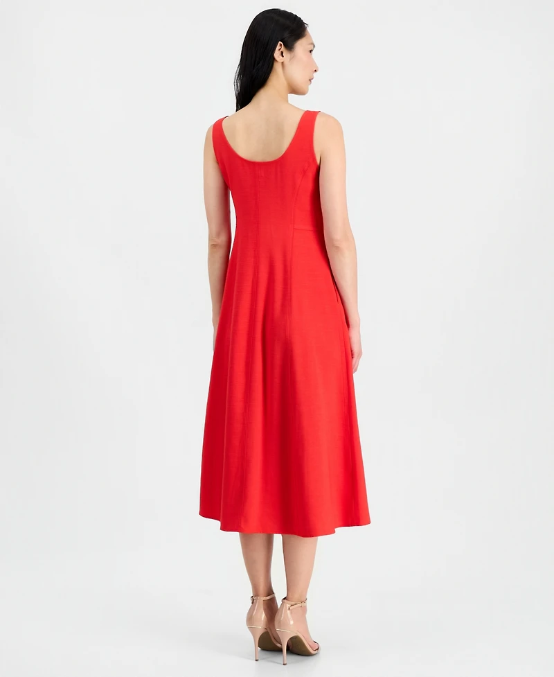 Anne Klein Women's Button-Detail Sleeveless Midi Dress