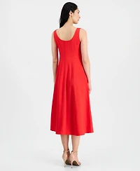 Anne Klein Women's Button-Detail Sleeveless Midi Dress