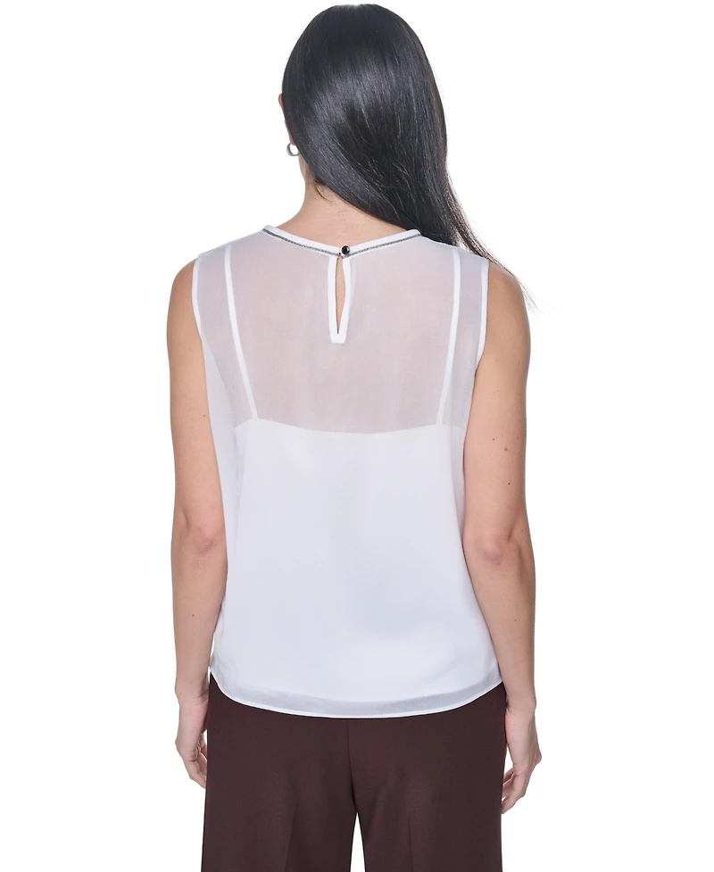 Calvin Klein Women's Crewneck Sleeveless Blouse With Slip
