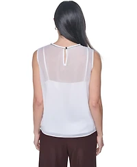 Calvin Klein Women's Crewneck Sleeveless Blouse With Slip