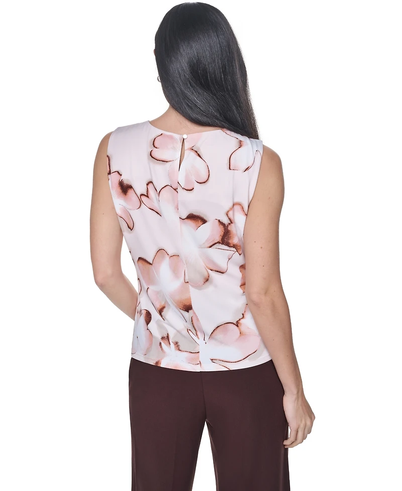Calvin Klein Women's Pleated Crewneck Sleeveless Top