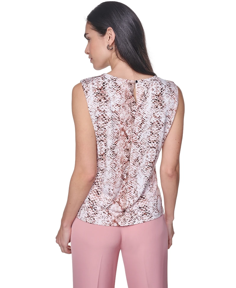 Calvin Klein Women's Pleated Crewneck Sleeveless Top