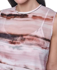 Calvin Klein Women's Crewneck Sleeveless Blouse With Slip