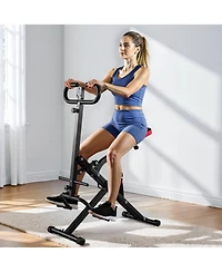 Mecale Deep Squat Rowing Machine, Foldable Glute Trainer with 12-Gear Adjustable Resistance, Home Squat Machine for Glutes & Legs