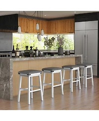 Gymax Pu Leather Bar Stools Set of 4 30'' Counter Height Dining Stools w/ Upholstered Seat