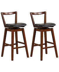 Gymax Swivel Bar Height Bar Stool Set of 2 30.5'' Upholstered Pu Leather Kitchen