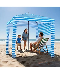 Mecale 6 x 6 Ft Beach Cabana with Side Wall and Upf 50+ Protection