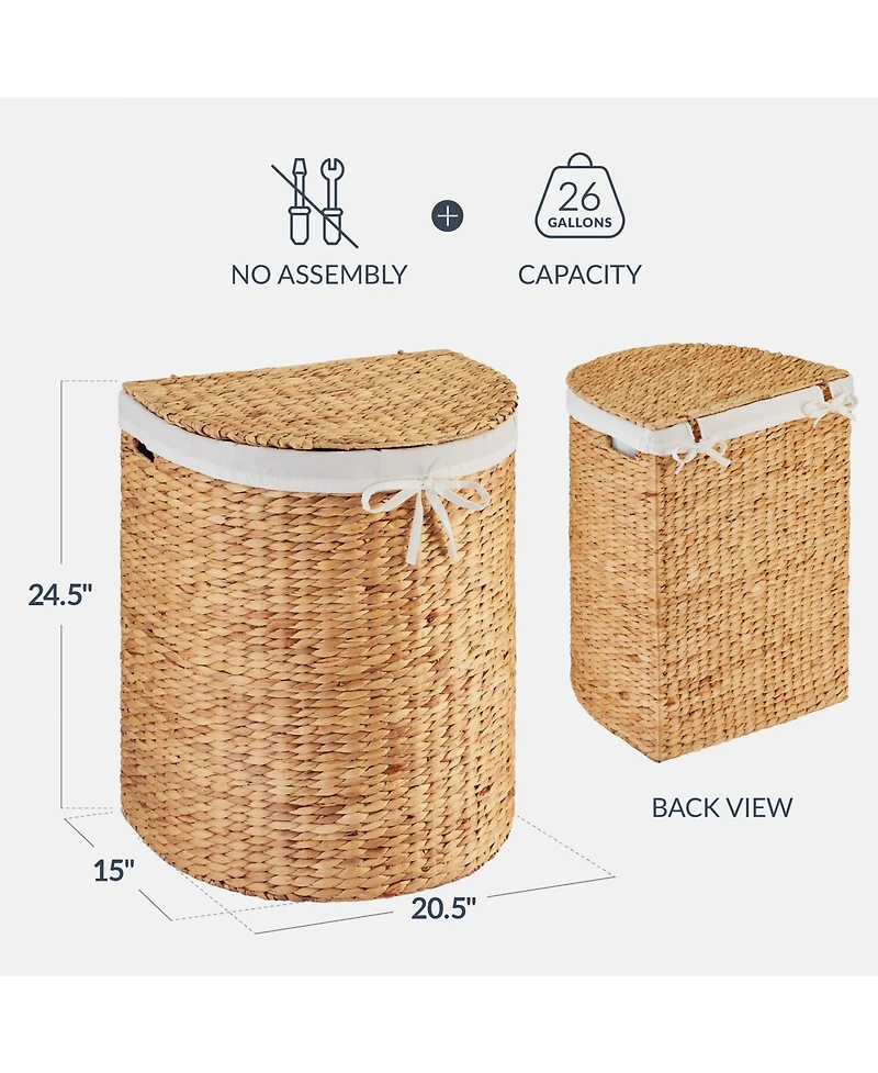 Best Choice Products Half Moon Laundry Hamper w/ Lid, Half Round Laundry Basket, w/ Removable Liner & Handles