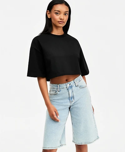 Bar Iii Women's Heavyweight Cropped Cotton T-Shirt