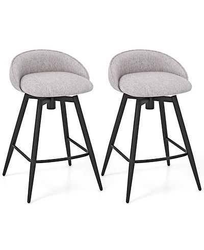 Sugift Set of 2 Upholstered Bar Stools with Footrest and Backrest