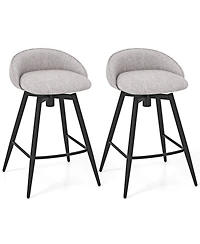Sugift Set of 2 Upholstered Bar Stools with Footrest and Backrest
