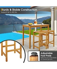 Gymax Set of Acacia Wood Bar Stool 30-Inch Height Bar Chair with Saddle Shaped Seat