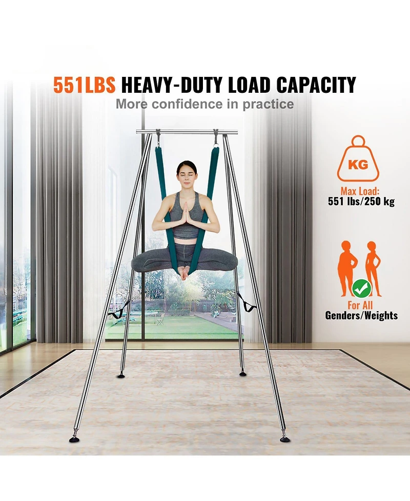 Mecale Aerial Yoga Frame with Yard Hammock 551 lbs Steel Stand