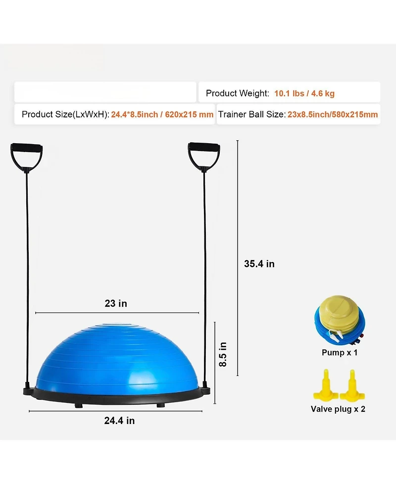 Mecale Half Balance Ball Trainer 660 lbs with Foot Pump