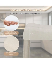 Sugift Set of 4 Upholstered Counter Height Bar Stool with Curved Saddle-Seat