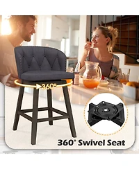 Sugift Counter Height Fabric Upholstered Bar Stools Set of 2