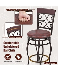 Sugift Set of 2 26 Inch Bar Stool with Backrest and Footrest