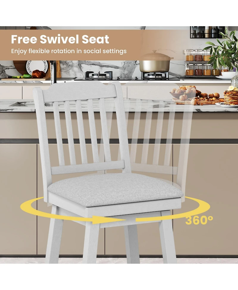 Sugift 25 inch Modern Bar Stools Set of 2 with Upholstered Swivel Seat