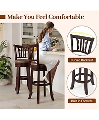 Sugift Counter Height Swivel Bar Stools Set of 2 with Back and Solid Rubber Frame-29