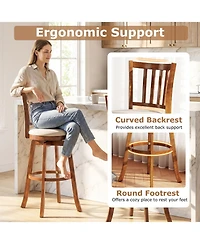 Sugift 360degree(s) Rotating Counter Height Chairs Set of 2 with Upholstered Seat and Backrest-29 inches