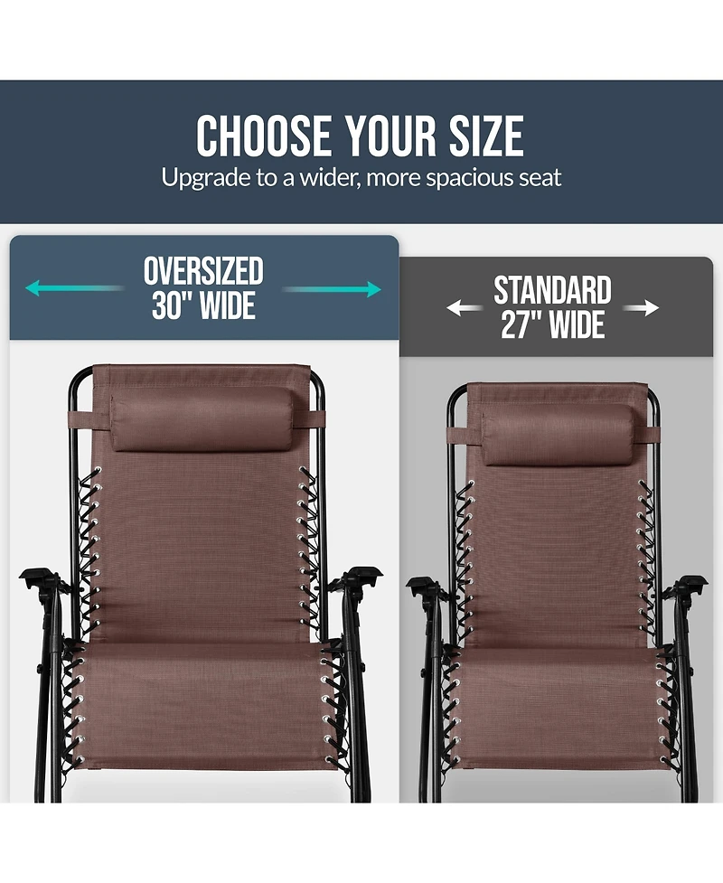Best Choice Products Set of 2 Extra Wide Zero Gravity Lounge Chair Recliners w/ Cup Holder