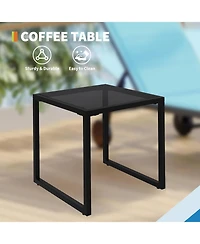 gaomon Outdoor Chaise Lounge Chairs with Wheels & Side Table Set of 3, 5-Position Adjustable Backrest Poolside