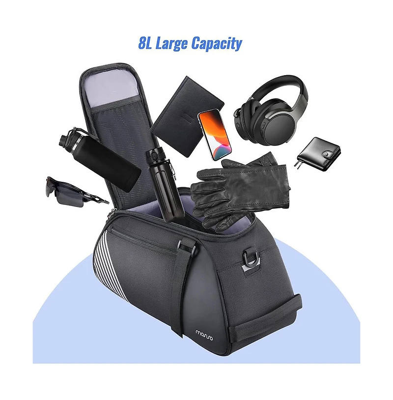 Aoligeijs Bike Rack Bag 8L Waterproof Bicycle Rear Trunk Bag with Rain Cover Convertible Backpack Cycling Storage for Commuting Travel