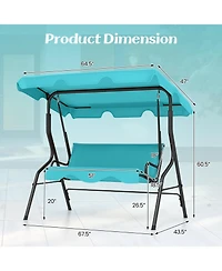 Mecale 3-Seat Outdoor Patio Canopy Swing with Cushions, Steel Frame