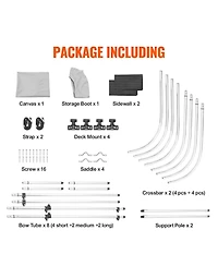 Mecale 4 Bow Bimini Top 8 Ft with Mesh Sidewalls and Aluminum Frame