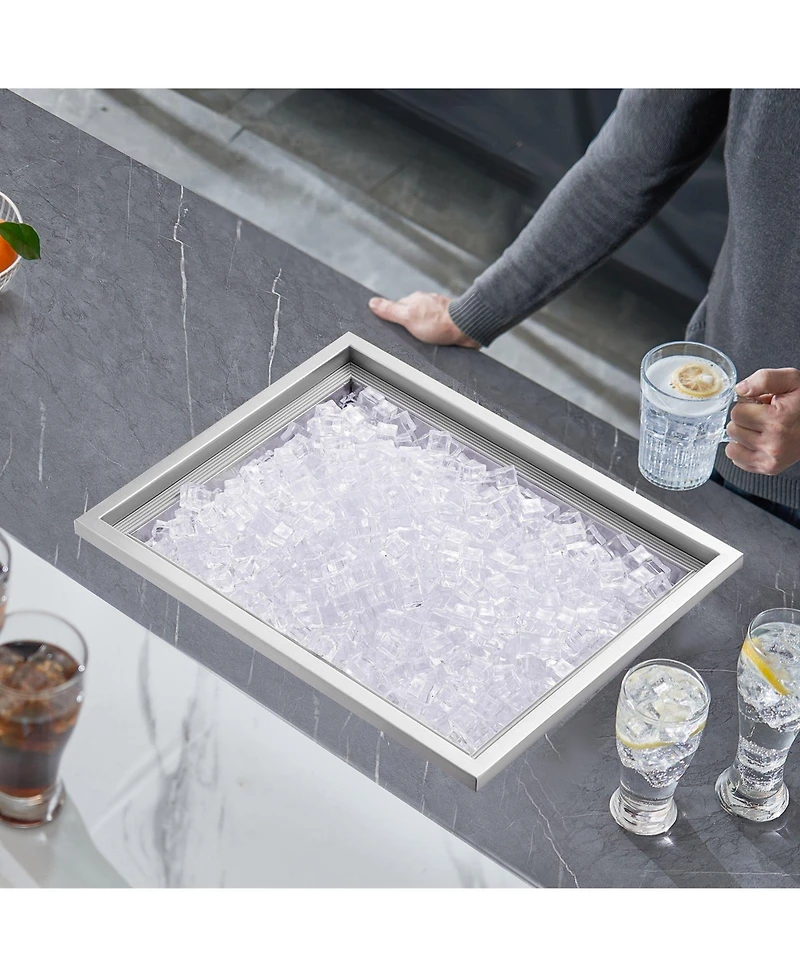 Mecale 22 x 17 x 12 Inch Drop-In Stainless Steel Ice Chest, 40 Qt with Lid