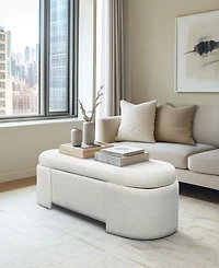 Martha Stewart Collection Leslie 48" Fully Upholstered Oval Storage Bench