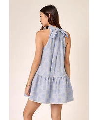 English Factory Women's Stripe with embroidered halter mini dress