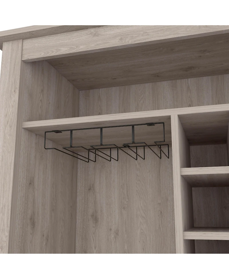 flynama 38 Bar-Coffee Cart with 8 Bottle Racks, 1 Cup Holder and Central Shelf